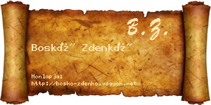 Boskó Zdenkó névjegykártya